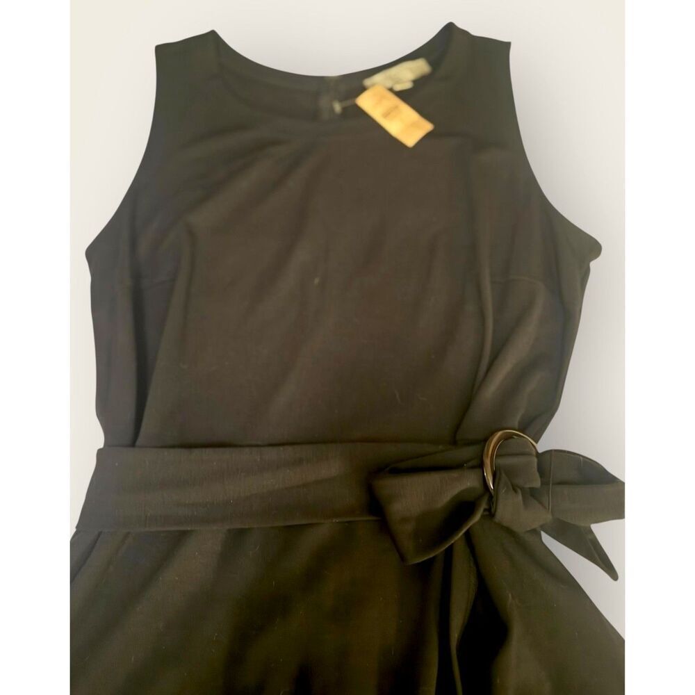 LOFT Plus NWT Dress sz16 Black Knee High Sleeveless Belted Stretch Knit Career - Picture 4 of 15